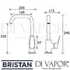 Bristan Blueberry Easyfit Sink Mixer Kitchen Tap Dimensions